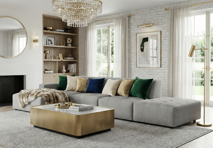 5-Sitzer-Ecksofa mit Ottomane BERGO 341 × 166 cm