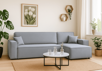Ecksofa mit Schlaffunktion und Bettkasten L-form 244x142x80 cm Denis