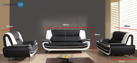 Sofa Set Onyx Set 3-2-1 Couch Set aus Kunstleder Farbauswahl (schwarz-braun)