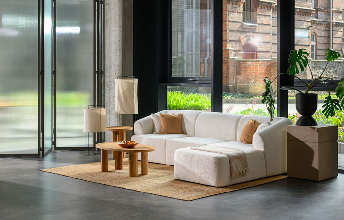 Couchtisch Eiche oval – Runder Design Couchtisch im skandinavischen Stil | Wohnzimmertisch Holz mit erhöhtem Rand – MAI- B