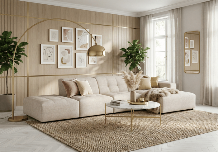 5-Sitzer-Ecksofa mit Ottomane BERGO 341 × 166 cm