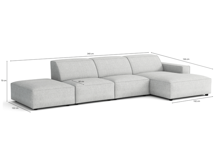Ecksofa Rechts 4 Teile 341x102x70cm Lucas 