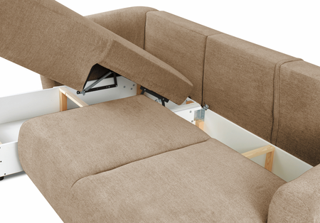 Ecksofa mit Schlaffunktion und Bettkasten, L-form 255x165x91 cm Lola