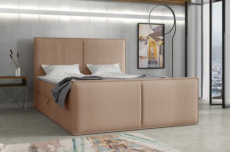 Boxspringbett mit Topper und Bettkasten, Polsterbett, Doppelbett, Bett 140x200 cm Calipso  Grau