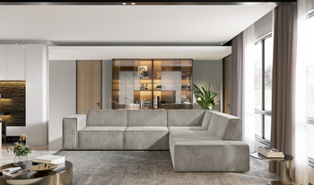 Ecksofa Couch Wohnlandschaft modern Design Stoff Sofa L-Form Rechts Polsterecke ohne Schlaffunktion Sofa CARA Grau