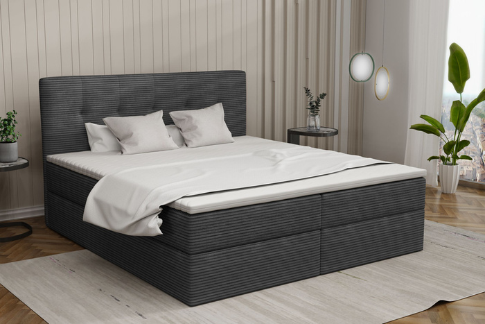 Boxspringbett mit Topper und Bettkasten, Polsterbett, Doppelbett, Bett Holly