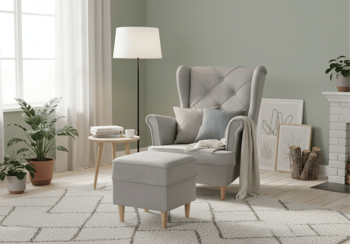 Rio gesteppter Sessel im skandinavischen Stil