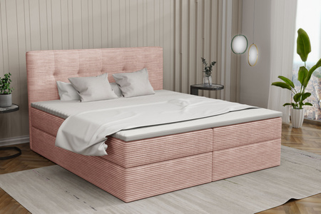 Boxspringbett 140x200 mit Bettkasten - Bett mit Matratze und 2 Bettkästen - Schlafzimmerbett mit Topper - Bequemes und Elegantes Doppelbett Holly