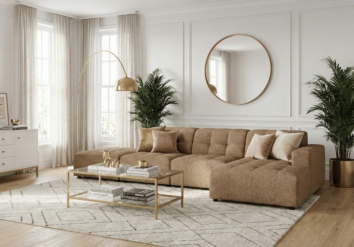 5-Sitzer-Ecksofa mit Ottomane BERGO 341 × 166 cm