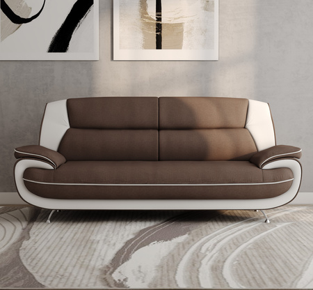 Sofa Set Onyx Set 3-2-1 Couch Set aus Stoff Farbauswahl (braun-weiß)