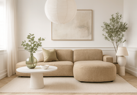 Ecksofa Lucas Beige mit Chromfüßen 284x166x70 cm Hochwertiges Designsofa