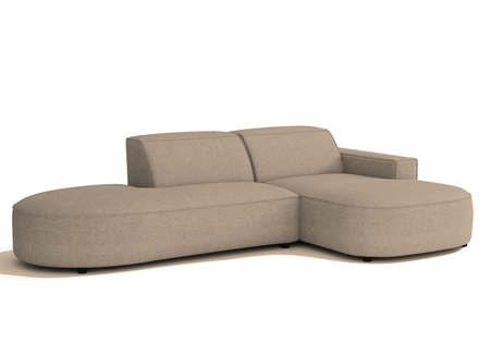 Ecksofa Lucas Beige mit Chromfüßen 284x166x70 cm Hochwertiges Designsofa