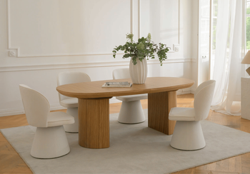 Ovale Tisch, Esstisch Mit Gerillten Beinen T72 200-300 cm