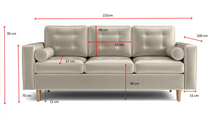 Sofa mit Schlaffunktion, Schlafsofa, Bettcouch 225x100x95 cm Sevilla 