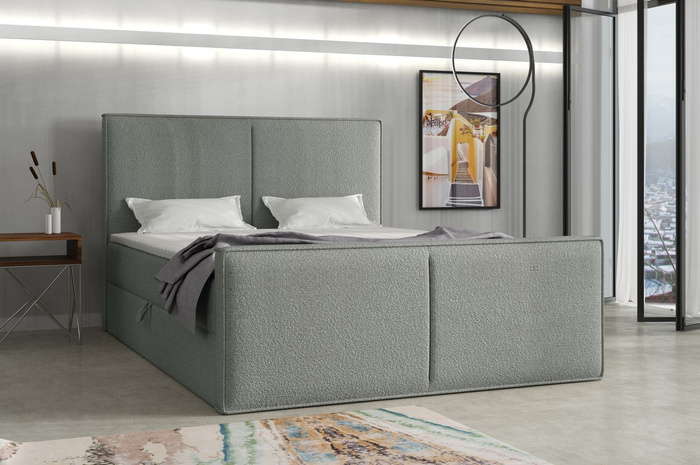 Boxspringbett mit Topper und Bettkasten, Polsterbett, Doppelbett, Bett 180x200 cm Calipso  Dunkelgrau