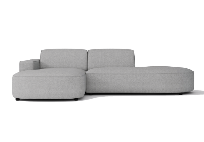 Ecksofa Lucas Beige mit Chromfüßen 284x166x70 cm Hochwertiges Designsofa