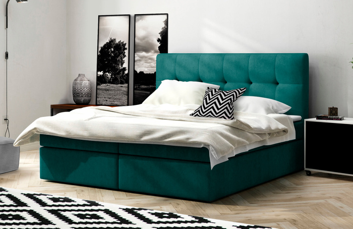 Boxspringbett 160x200 mit Bettkasten - Bett mit Matratze und 2 Bettkästen - Schlafzimmerbett mit Topper - Bequemes und Elegantes Doppelbett Holly