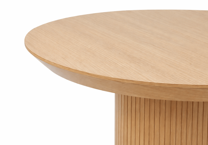 Ausziehbarer runder Tisch mit geriffeltem Tischbein, 130–180 cm, Modell T68