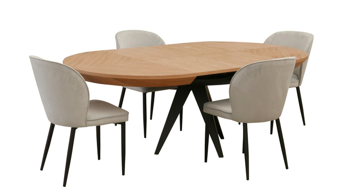 Runder Tisch, Holzplatte, Metallgestel T 49