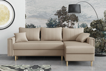 Ecksofa mit Schlaffunktion und Bettkasten, Sofa L-form Rechts, 235x144x80 Solo