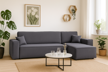 Ecksofa mit Schlaffunktion und Bettkasten L-form 244x142x80 cm Denis