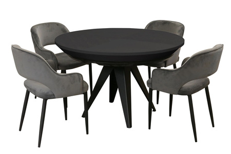 Runder Tisch, Holzplatte, Metallgestel T 49 