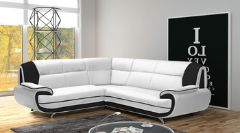 Ecksofa Onyx 2-R-2 210x210x89 cm Eckcouch aus Kunstleder im verschiedenen Farbvarianten (weiss-schwarz)