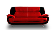 Sofa Set Onyx Set 3-2-1 Couch Set aus Kunstleder Farbauswahl (rot-schwarz)