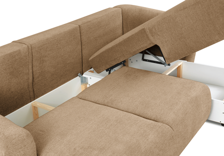 Ecksofa mit Schlaffunktion und Bettkasten, L-form 255x165x91 cm Lola