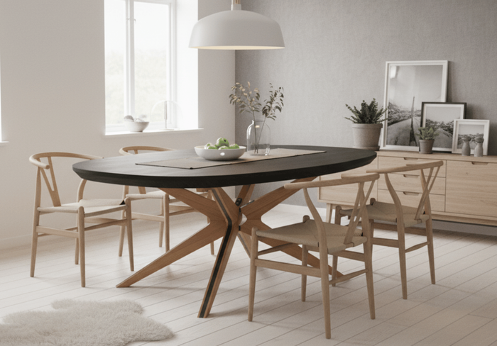 Ovaler Klapptisch aus Eiche 110 cm x 200-300 cm T79