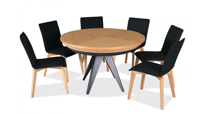 Runder Tisch, Holzplatte, Metallgestel T 49