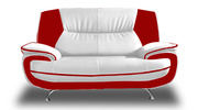 Sofa Set Onyx Set 3-2-1 Couch Set aus Kunstleder Farbauswahl (weiß-rot)