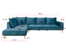 Ecksofa L-form Links aus Samtstoff 296x213x85 cm Morris