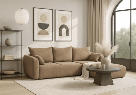 Ecksofa mit Schlaffunktion und Bettkasten, L-form 255x165x91 cm Lola