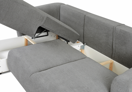 Ecksofa mit Schlaffunktion und Bettkasten, L-form 255x165x91 cm Lola