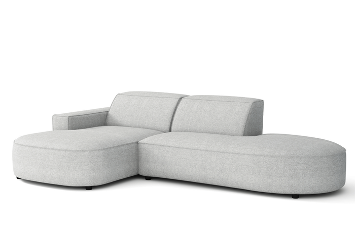 Ecksofa Lucas Beige mit Chromfüßen 284x166x70 cm Hochwertiges Designsofa