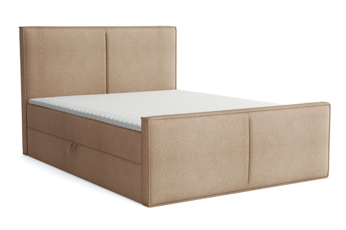 Boxspringbett mit Topper und Bettkasten, Polsterbett, Doppelbett, Bett 140x200 cm Calipso  Dunkelbraun