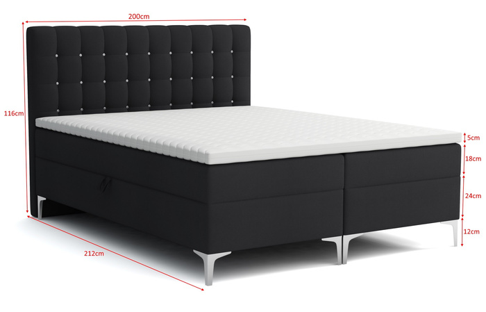 Boxspringbett mit Topper und 2 Bettkasten, Polsterbett, Doppelbett  Jack