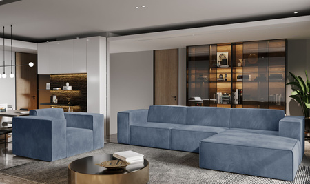 Sessel Komfortabler Sessel für das Wohnzimmer - Lesesessel - Polstersessel im Lounge-Stil - Sessel Schlazfzimmer CARA blau