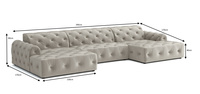  Luxus Ecksofa mit gesteppter Polsterung U-form 390x170x80 cm Candi