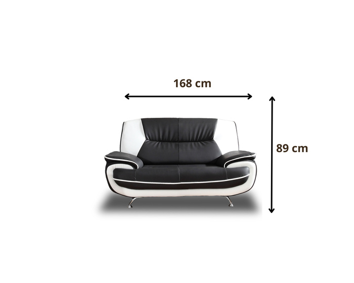 Sofa Set Onyx Set 3-2-1 Couch Set aus Kunstleder Farbauswahl (weiß-schwarz)