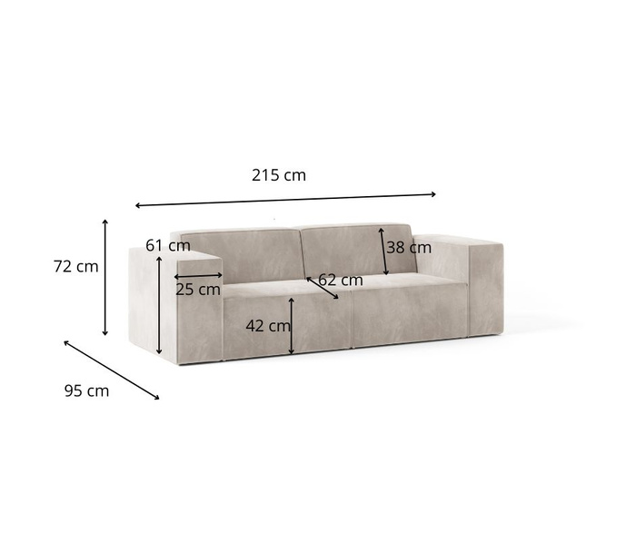 Sofa 3 Sitzer, Sofa Wohnlandschaft, Sofas & Couches 215x95x72 cm CARA Blau