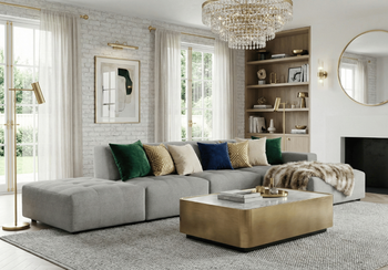 5-Sitzer-Ecksofa mit Ottomane BERGO 341 × 166 cm