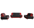 Sofa Set Onyx Set 3-2-1 Couch Set aus Kunstleder Farbauswahl (schwarz-rot)