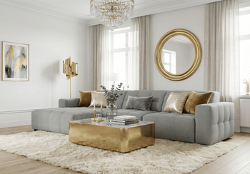 Modulare Ecksofa L-form Rechts Bergi 284x166x70 cm Creme