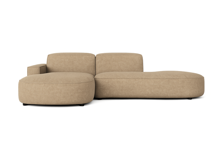Ecksofa Lucas Beige mit Chromfüßen 284x166x70 cm Hochwertiges Designsofa