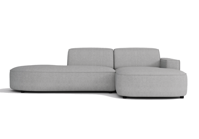 Ecksofa Lucas Beige mit Chromfüßen 284x166x70 cm Hochwertiges Designsofa