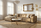 Modulare Ecksofa L-form Rechts Bergi 284x166x70 cm Creme
