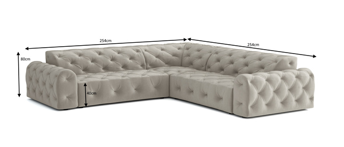 Ecksofa 254x254x80 cm Stil Chesterfield Candi