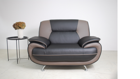 Sofa Set Onyx Set 3-2-1 Couch Set aus Kunstleder Farbauswahl (schwarz-braun)